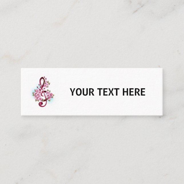 Cartão De Contato Notas de clave de trecho musical com flores de Sak (Frente)