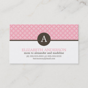 Cartão De Contato O divertimento circunda o teste padrão Monogrammed