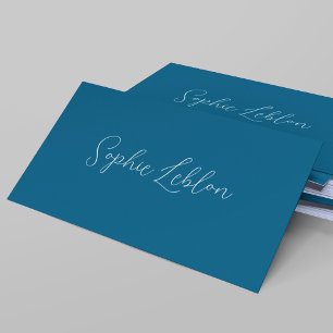 Cartão de Contato Oceano-Azul com Nome manuscrito