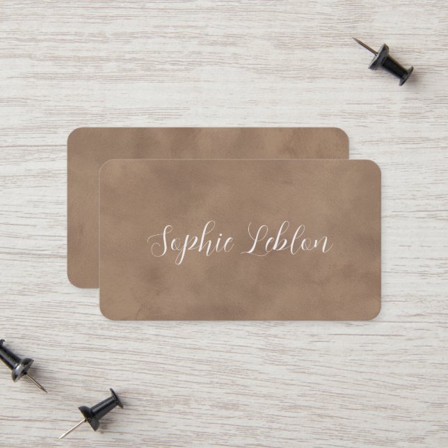 Cartão De Contato Old Brown Contact Card with Handwritten Name (Frente/Verso In Situ)