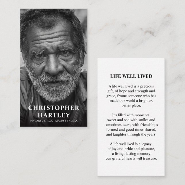 Cartão De Contato Oração de simpatia memorial de fotos (Frente/Verso)