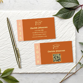 Cartão De Contato Orange Modern Graduation QR Code Name Card