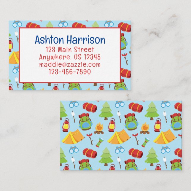 Cartão de Contato Padrão para Campos de Verão (Frente/Verso)