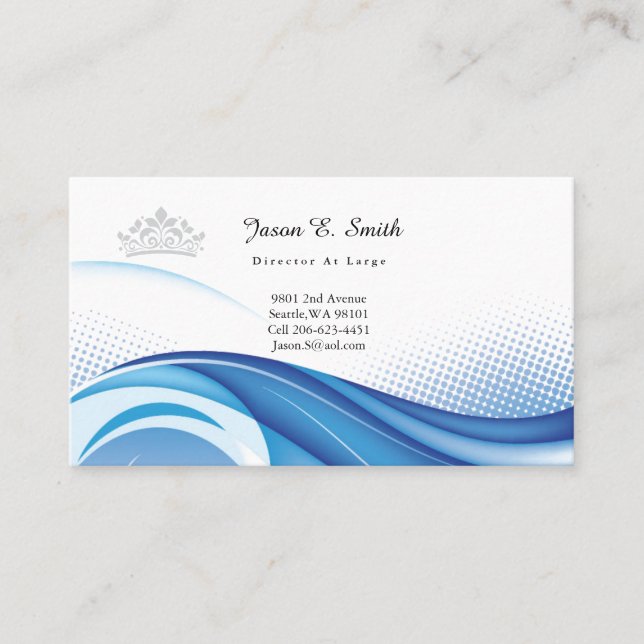 Cartão De Contato Pageant Crown Ocean Wave Business Card (Frente)