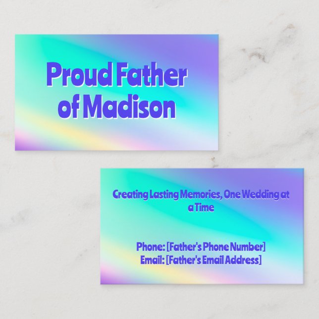 Cartão De Contato Pai da Noiva (Frente/Verso)