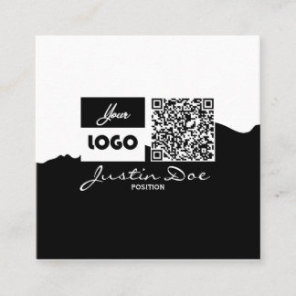 Cartão De Contato Personal Calling Card with QR code Black & White