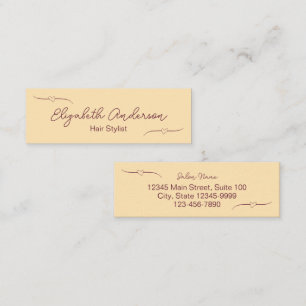 Cartão De Contato Pêssego e roteiro manuscrito de cabelo