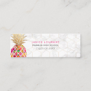 Cartão De Contato PixDezines ALOHA PINEAPPLE/QUENTE PINK/FAUX DOURAD