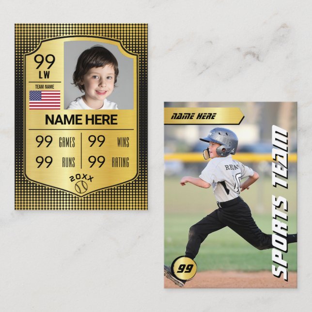 Cartão De Contato Placa Blindagem de Baseball Stats (Frente/Verso)