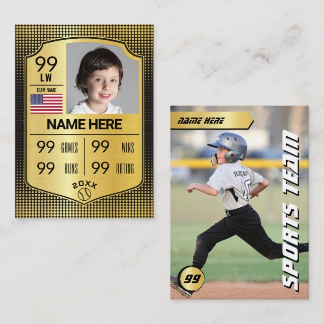 Cartão De Contato Placa Blindagem de Baseball Stats (Frente/Verso)