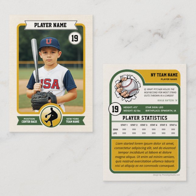 Cartão De Contato Placa Comercial Personalizada De Baseball, Placa D (Frente/Verso)