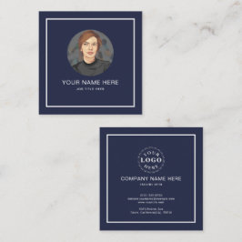 Cartão De Contato Placa de Chamada Azul Elegante do Marinho com Scri