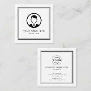 Cartão De Contato Placa de chamada branca Elegante com script preto