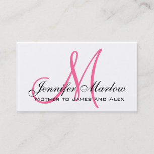 Cartão De Contato Placa de Chamada Personalizada de Mamãe Monograma