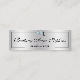Cartão De Contato Placa de Chamada Silver 2 do Boné de Formando Está