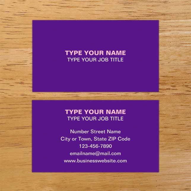 Cartão De Contato Placa de chamada simples de texto simples Design p (Plain texts design purple calling card.)