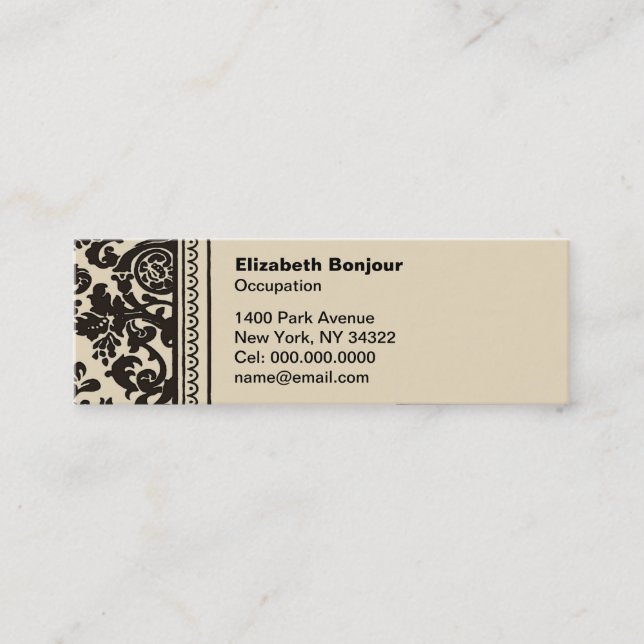 Cartão De Contato Placa de Chamada Slim do Creme Francês (Frente)