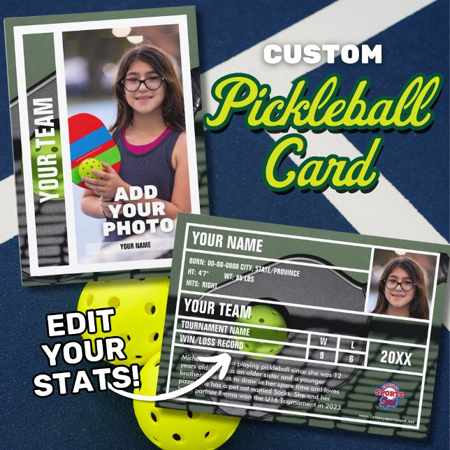 Cartão De Contato Placa de Comercialização do Jogador de Pickleball  (Pickleball player trading card. )