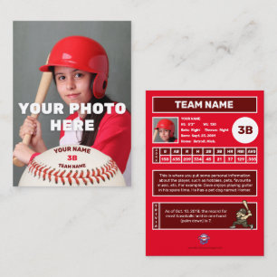 Cartão De Contato Placa de Negociação de Baseball Vermelho - Estatís