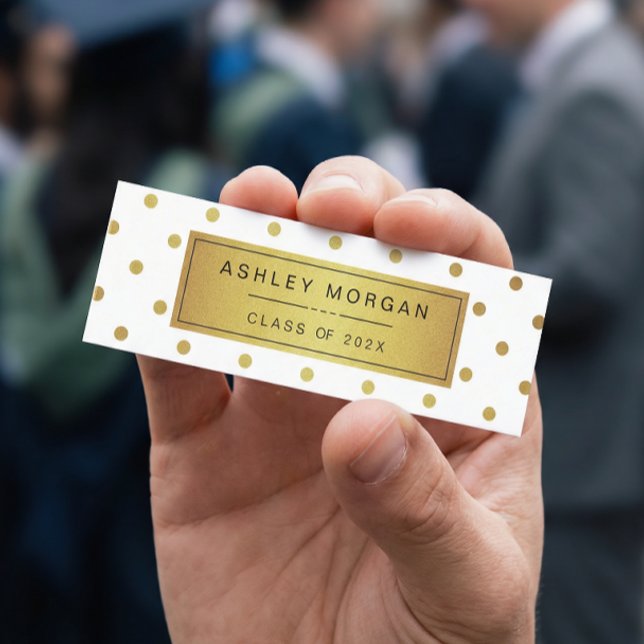 Cartão De Contato Placa de Nome para Graduação Branca e Dourada da L (Criador carregado)