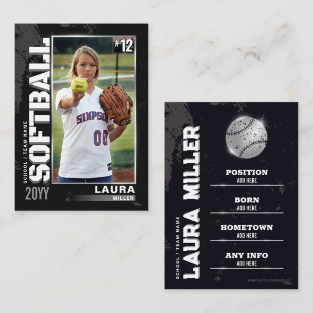 Cartão De Contato Placa Prateada de Beisebol Placa de Negociação de  (Frente/Verso)