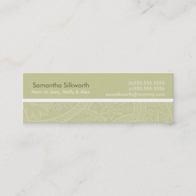 Cartão De Contato Placas de Mamãe Elegante (Frente)