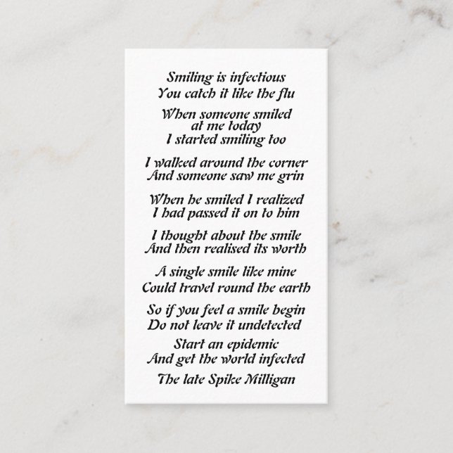 Cartão De Contato Poema astucioso sobre (Frente)