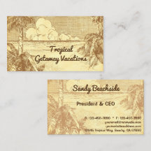 Praia Tropical Palmeiras Arte Vintage Personalizad