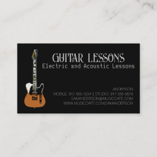 Cartão De Contato Professor de Guitarra Aulas de Elétrica e Acústi
