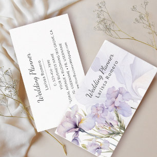Cartão De Contato Púrpura Dusty Íris Aquarela Romântica Floral