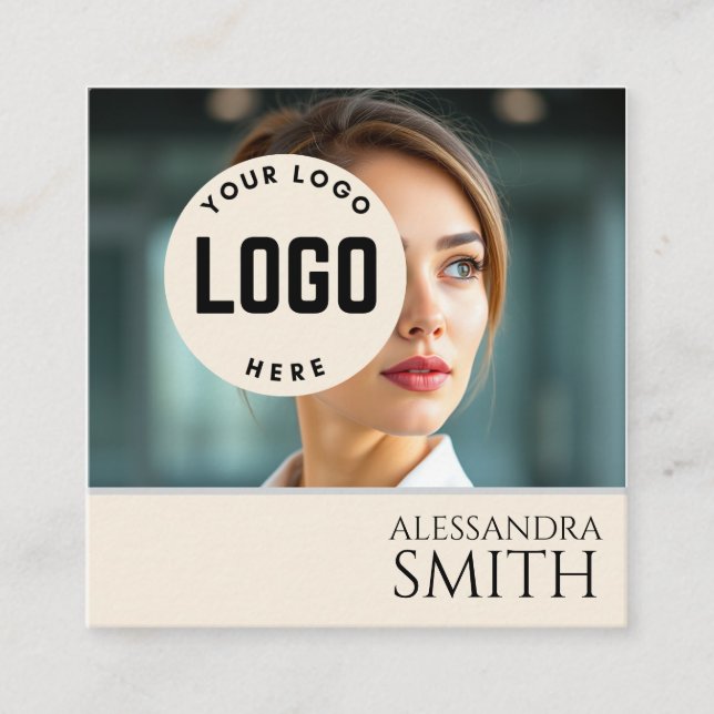 Cartão De Contato Quadrado de Fotos Profissionais Modernos (Frente)