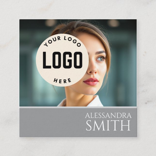 Cartão De Contato Quadrado de Fotos Profissionais Modernos (Frente)