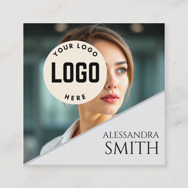 Cartão De Contato Quadrado de Fotos Profissionais Modernos (Frente)