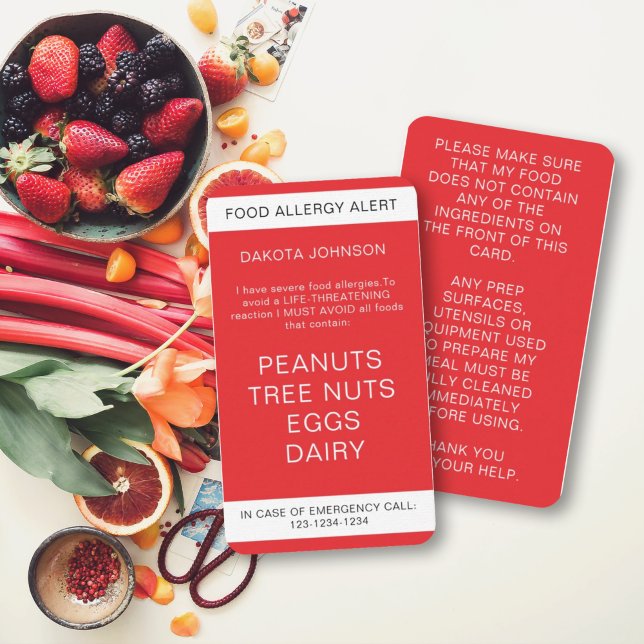 Cartão De Contato Red Restaurant Allergy Kid's (Criador carregado)