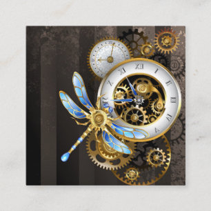 Cartão De Contato Relógio Steampunk com Dragonfly Mecânica
