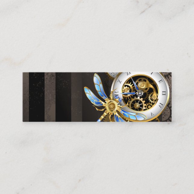 Cartão De Contato Relógio Steampunk com Dragonfly Mecânica (Frente)