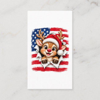 Cartão De Contato Rena de Natal Americana