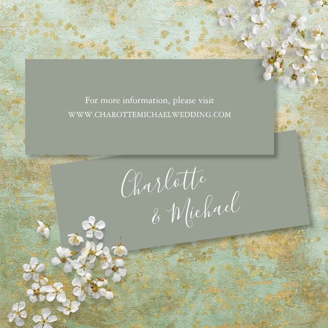 Cartão De Contato Sage Green Signature Website Cards (Sage Green Signature Wedding Website Cards)