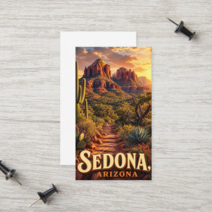 Cartão De Contato Sedona Arizona Pôr do Sol Rocha Vermelha Deserto V