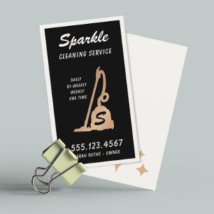 Cartão De Contato Serviço de assistência doméstica retrô, preto