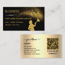Serviço de Limpeza Código Qr Dourado Glitter Empre