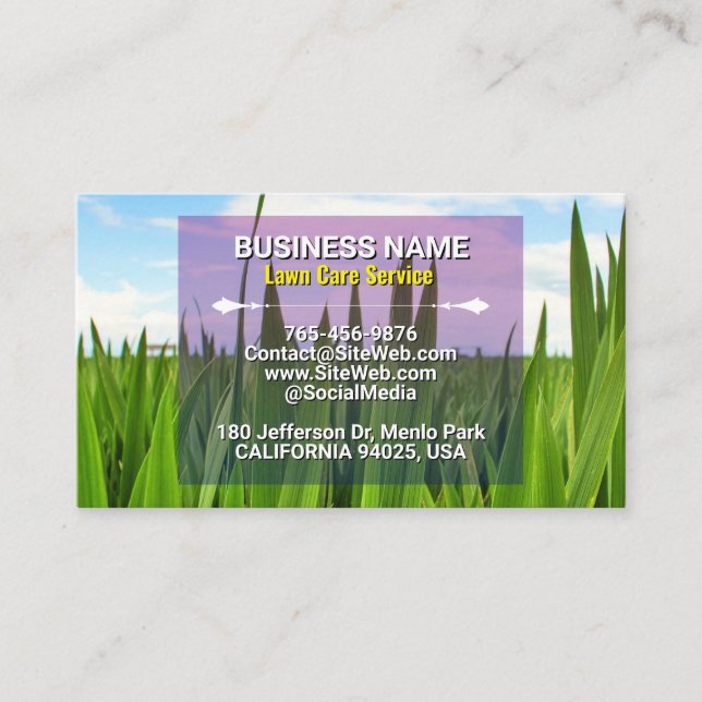 Cartão De Contato Serviços de assistência e paisagismo (campo de gra (Frente)