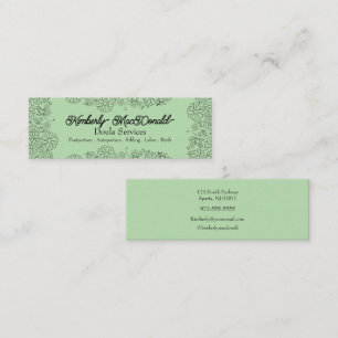 Cartão De Contato Serviços de doula de script Sage Green