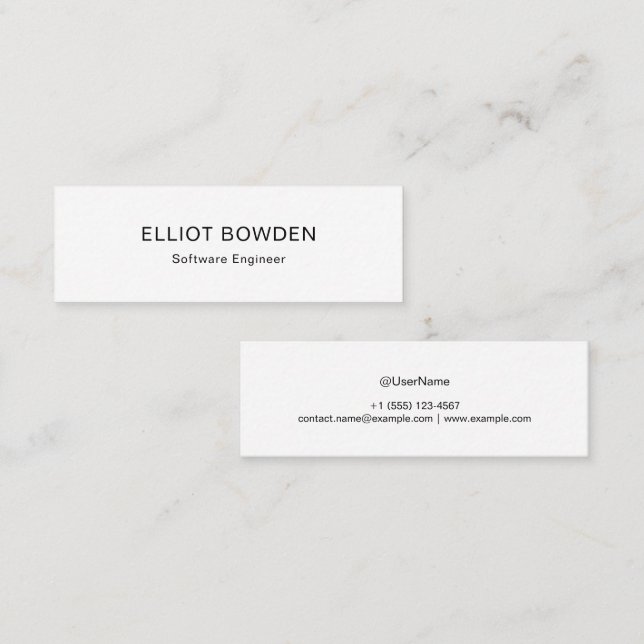 Cartão De Contato Sleek Simple Design Personalized Calling Card (Frente/Verso)