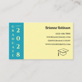 Cartão De Contato Soft Yellow Photo Modern Graduation Name Card