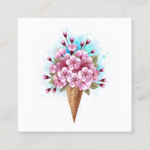 Cartão De Contato Sorvete Waffle Rosa Sakura Cone