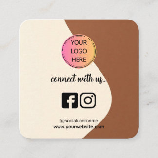 Cartão De Contato Square Business Card – Coffee Tone QR Design