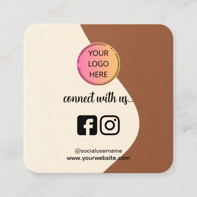 Cartão De Contato Square Business Card – Coffee Tone QR Design (Frente)