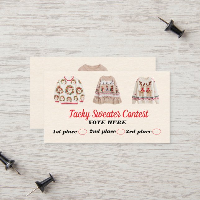 Cartão De Contato Tacky Sweater Contest Voting Cards (Frente/Verso In Situ)