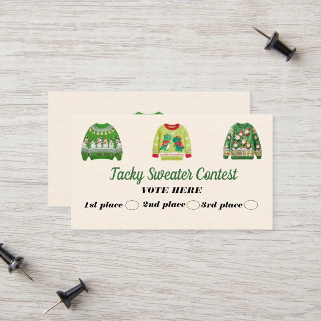 Cartão De Contato Tacky Sweater Contest Voting Cards (Frente/Verso In Situ)